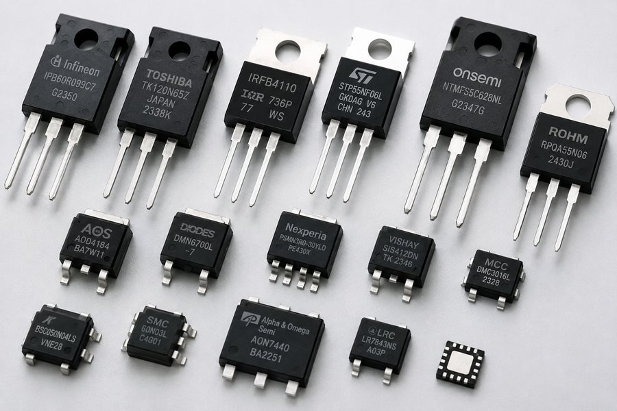 N- and P-channel MOSFETs in TO-220, DPAK and SMD packages